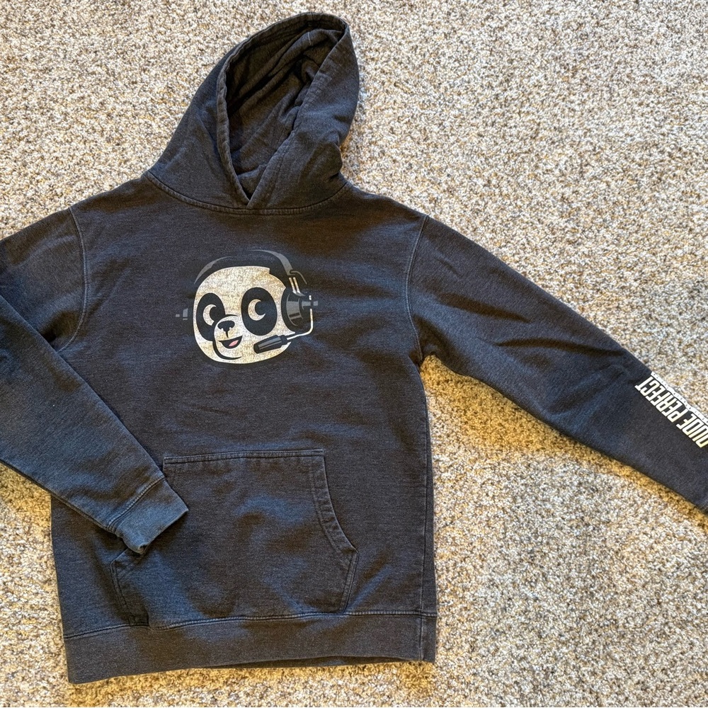 Kids Dude Perfect Black Panda Hoodie - Youth Large
